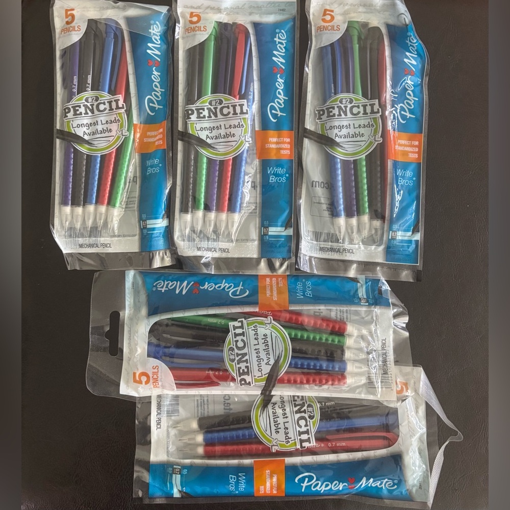 Paper Mate Mechanical Pencils 0.7mm (5) Packs of 5 Multicolor #2 Lead New